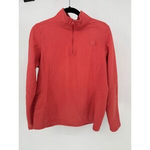 The North Face Womens TKA 100 Glacier Quarter Zip Fleece Pullover Coral Pink L